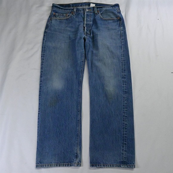 Levi's 38 x 30 501 Button‎ Fly Straight Leg Medium Stonewash Denim Jeans - Picture 1 of 5
